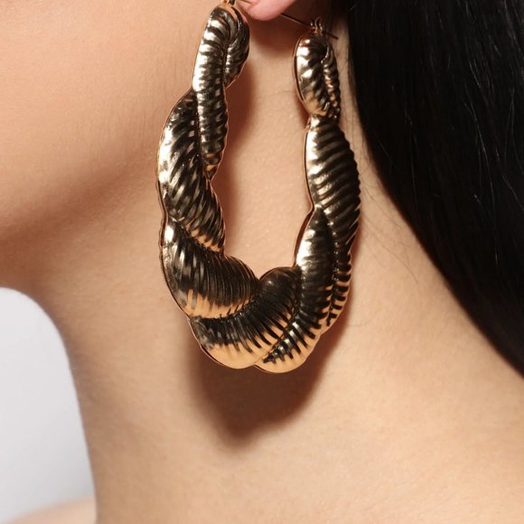 Gold Hoop Earrings - Fashion Nova - Big Earrings - Fashion Jewelry - Picture 1 of 6